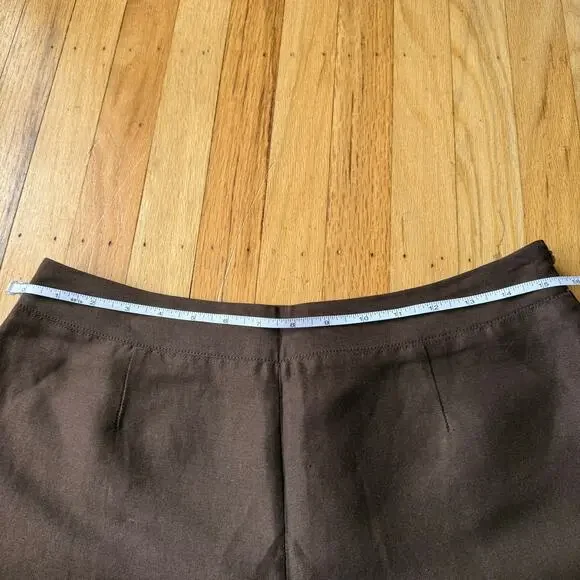 Kate Hill Chocolate Brown Linen Straight Leg Ankle Trouser Pants Sz 12P Mature - Picture 7 of 10